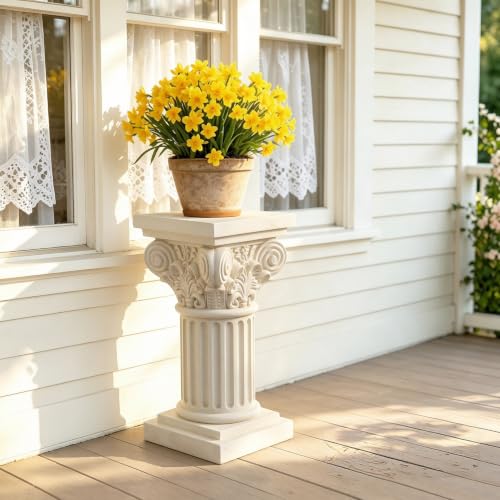 White Pedestal Stand Garden Pedestal Outdoor Corinthian Columns Decorative | Flower Pedestals for Wedding Tall Pedestal Plant Stand Elegant Indoor Plant Pedestal Display Home Decor Party Greek Column - color: Luxurious Corinthian 45cm