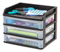 IRIS USA 3-Drawer Medium Desktop Organizer with Paper Tray, Black - color: Black, style: Medium with Tray Top - 1 Pack