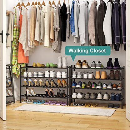 viewcare Black 4-Tier Long Shoe Rack, Bamboo Wood, 33-Inch - color: Black, size: 4-Tier Long
