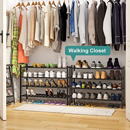 viewcare Black 4-Tier Long Shoe Rack, Bamboo Wood, 33-Inch - color: Black, size: 4-Tier Long