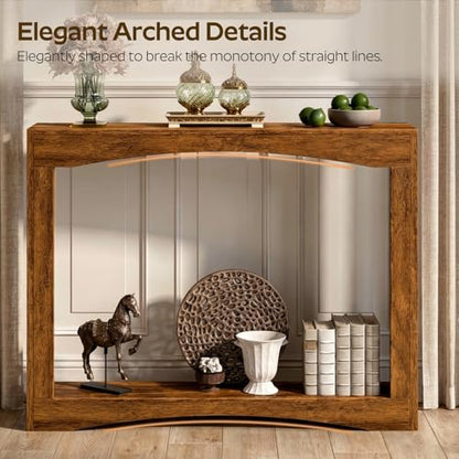 Narrow Console Table, 5.9'' Thin Entryway Table, Behind Couch Table for Small Spaces, Small Farmhouse Hallway Table, for Living Room, Hallway, Foyer, Reddish Brown CT19WL - color: Reddish Brown