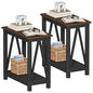 ChooChoo Farmhouse End Table Set of 2, Narrow Side Table with Shelf | Slim Bedside Table ,Small Spaces, Rustic Nightstand, Living Room, Bedroom,Black - color: Black, size: 2 Pack