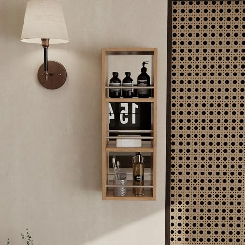 10" Wall Mounted Bathroom Cabinet – Small Bathroom Mirror Cabinet with Storage, Open Shelf Design Without Door, Plywood Construction, Space-Saving Wall Cabinet for Toiletries & Cosmetics - size: 10"-G