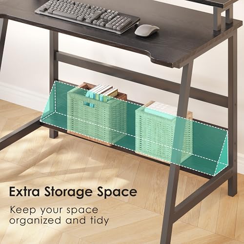 ALISENED 31.5 Inch Small Office Desk with Storage, Small Desk for Small Spaces, Compact Home Office Desk, Mini Study Desk for Bedroom, Black - color: Black