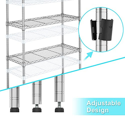 Auslar 5-Tier Heavy Duty Wire Shelving, Adjustable Storage Rack, Chrome | 14"D x 36"W x 72"H, Standing Large Shelving Units, 1750 lbs Capacity, for Garage Kitchen Pantry Bathroom Laundry - size: 5 Tier