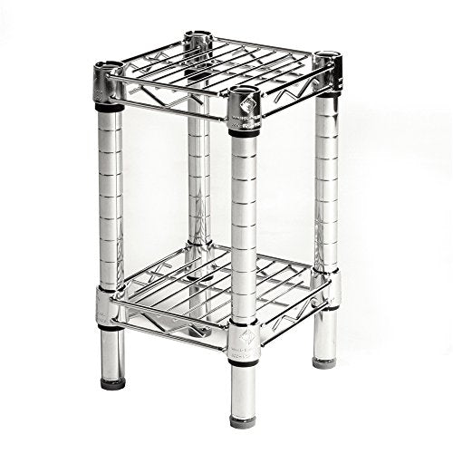 Shelving Inc. 8" d x 8" w Chrome Wire Shelving with 2 Tier Shelves, Weight Capacity 800lbs Per Shelf - size: 8" d x 8" w x 14" h