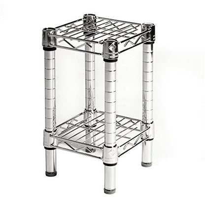 Shelving Inc. 8" d x 8" w Chrome Wire Shelving with 2 Tier Shelves, Weight Capacity 800lbs Per Shelf - size: 8" d x 8" w x 14" h