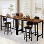 AWQM 47.2" Pub Height Table Set for 4,Kitchen Dining Set with 2 Bar Table Table and 4 PU Leather Stools with Backrest,for Breakfast Nook,Living Room,Small Space,Bar,Rustic Brown & Brown,(2 Set) - color: Rustic Brown