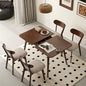 39’’-55’’ Oak Extendable Dining Table and Chairs Set of 4, Solid Wood Folding Kitchen Table, Mid Century Modern Dinner Table for Kitchen, Apartment, Living Room (Walnut 39''-55''+4 Cushion Chairs) - color: Walnut, size: 39''-55''+4 Cushion Chairs