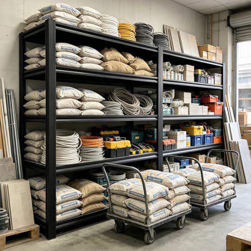 5 Tier Heavy Duty Garage Shelving Units, 5000 lbs Capacity Adjustable Metal Storage Shelves, 84" H x 55" W x 24.05" D Steel Utility Racks for Garage, Warehouse, Basement