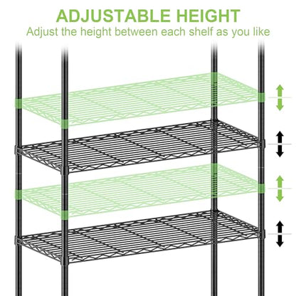 5 Tier Wire Metal Shelving Rack Garage Storage Rolling Shelves with Wheels | Heavy Duty Adjustable Industrial Shelve Steel Sturdy Utility Shelving for Kitchen Garage Pantry Bathroom Laundry - size: 5-Tier Metal Shelf（36L x 14W x 75H）