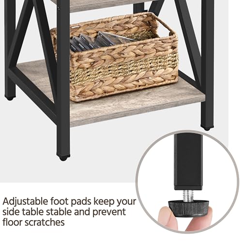 Yaheetech End Table Living Room, 3-Tier Side Table with Storage Shelves for Home Office, Industrial X Design Sofa Tables with Strong Metal Frame, Easy Assembly, Gray - color: Grey
