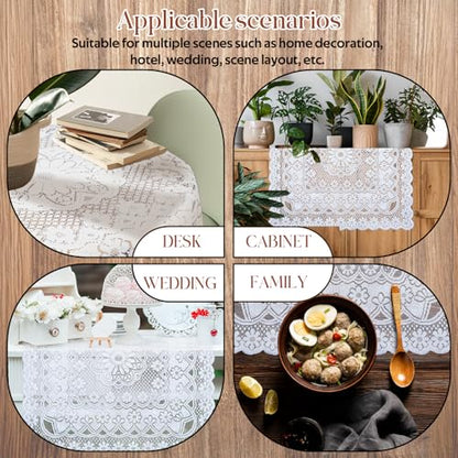 JJUNW Small Square Tablecloth, Lace Doilies, Beige Square Tablecloths Side Table Cover, Crochet Tablecloth for Round Coffee Table Topper Furniture 35 X 35 Inch