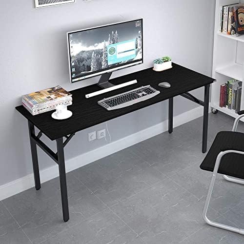 Need Home Office Desk - 62 Inches Large Computer Desk Sturdy Black Table Foldable Desk Gaming Computer Table No Assembly Required AC5CB 62inch - color: Black & Black Frame, size: 62 inch