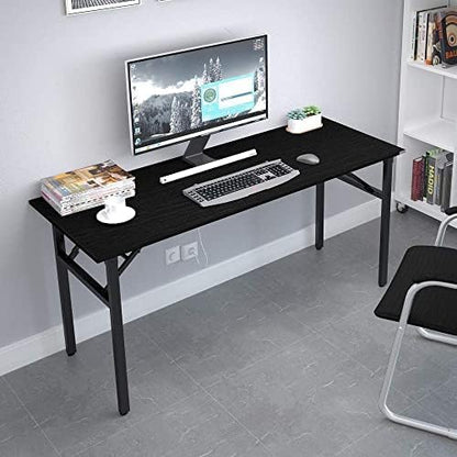 Need Home Office Desk - 62 Inches Large Computer Desk Sturdy Black Table Foldable Desk Gaming Computer Table No Assembly Required AC5CB 62inch - color: Black & Black Frame, size: 62 inch