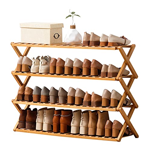 Choclaif Free Standing Shoe Racks for Closet, Shoe Shelf Bamboo Shoe Rack for Bedroom, Entryway Hallway Closet Living Room Organizer（4 Tier） - size: 4 Tier
