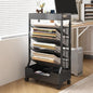 UMDONX Modern Mobile Single-Sided Metal Book Cart | Features A Metal Top Panel, A Base, and Clip-in Shelves; Suitable for Home, Office, and Classroom - color: Black