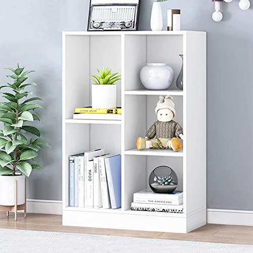 IOTXY Open Shelf Low Bookcase - Wooden 3-Tier Cube Bookshelf, Warm White | MDF Material, Stable Raised Base, 5 Storage Cubby Display, Vertical Short Shelf Unit, Scandinavian Minimalist Organizer - color: Warm White, size: 50CM Base