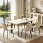 47.2"-63" Extendable Dining Room Table Set for 4-8 People, White | Removable Extension Leaf, Durable MDF Rectangle Tabletop, 6 Beige Sleek Faux Leather Chairs, Heavy Duty Modern Kitchen Table - color: 47.2'' - 63'' White Table+6 Beige Chairs