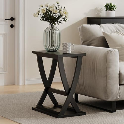 ChooChooEnd Table, Narrow Side Table with Storage Shelf | Simple shape, Living Room, Black - color: Black, size: 11.81"D x 23.62"W x 23.03"H