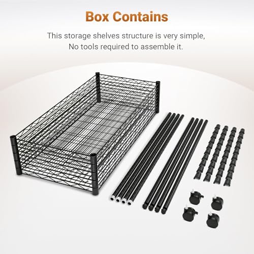 Simple Deluxe 5-Tier Heavy Duty Storage Shelving Unit, 1250 Lbs Loading Capacity, 29.92" W x 13.98" D x 61.02" H, Black - size: 5-Tier, 29.92"W x 13.98"D x 61.02"H