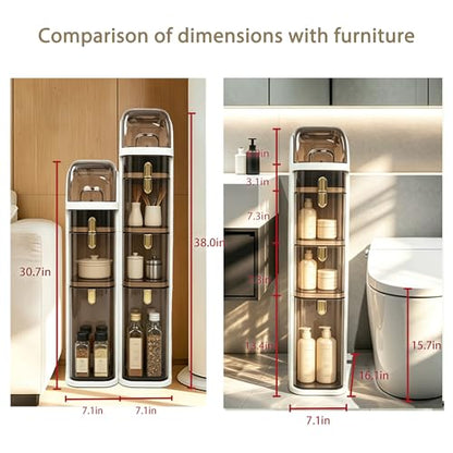 BGYMF 4-Tier Slim Bathroom Storage Cabinet,Slim Cabinet for Bathroom,Narrow Movable Bathroom Storage Organizer for Small Spaces,Bathroom,Kitchen,Living Room - size: Slim 4 Tiers