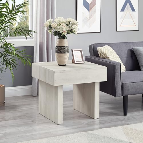 Roundhill Furniture Athens Modern Accent End Table, Off-White - color: Off-white