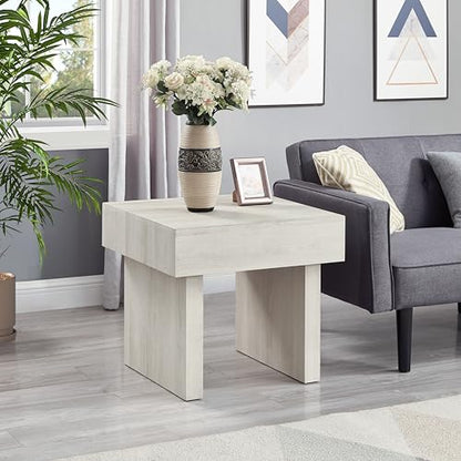 Roundhill Furniture Athens Modern Accent End Table, Off-White - color: Off-white
