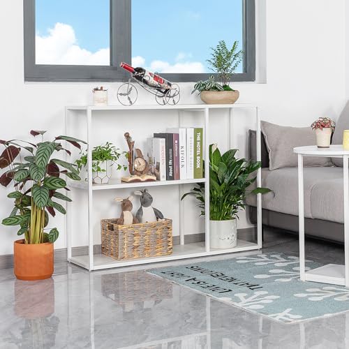 HDANI Console Table, Narrow Entryway Table, 3 Tier Metal Hallway Table, 11.8''Dx39.4''Wx31.5''H(White) - color: White, size: 11.8"D×39.4"W×31.5"H