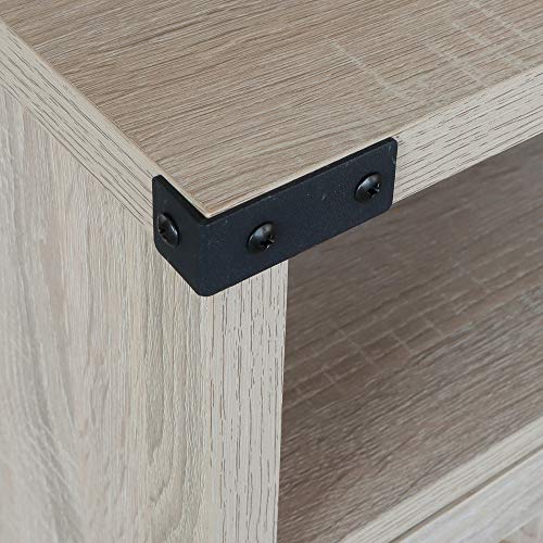 Rainbow Sophia Nightstand, Farmhouse Bedside Table with Cabinet and Shelves, 18 x 18 x 24 Inches, White Oak - color: White Oak
