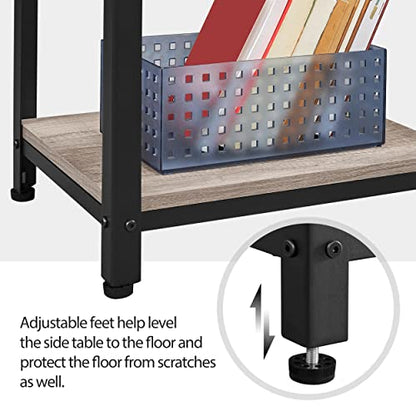 Yaheetech 30 in Tall End Table, 3-Tier with Strong Wooden Shelves, Small Side Table with Metal Frame for Living Room Office, Small Places, Gray - color: Grey