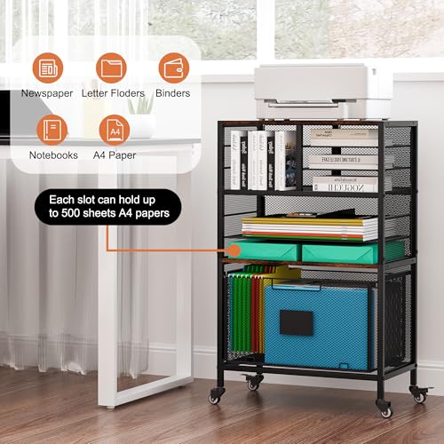 EasyPAG Rolling Cart with Storage Drawer, Under Desk Filling Cabinet with Mail Sorter, Pull Out Hanging File Rack for Letter Size Folders, Mobile Utility Craft Cart for Home Office, Black - size: Flexible Slots+1 Drawer