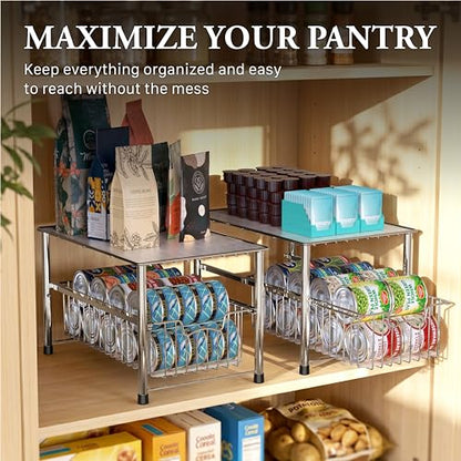 Simple Houseware Chrome Metal Stackable Storage Rack, 16.75 in L x 10.8 in W x 10.25 in H - color: Chrome