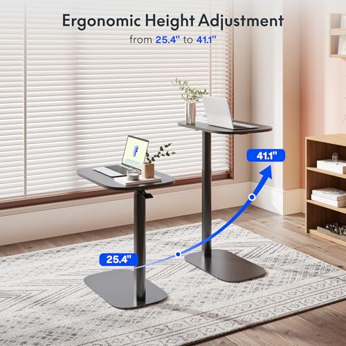 FLEXISPOT Adjustable C Table, Mobile Snack Side End Table Sofa Couch Bedside Table Laptop Cart TV Tray Night Stand Small Space Side Table(23.6" W x 13.8" D,Black) - color: Black, size: Small