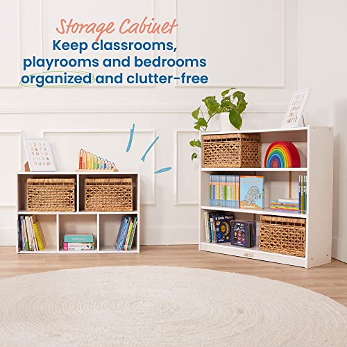 ECR4Kids Streamline 5-Compartment Storage Cabinet, 24in, Classroom Furniture, White Wash - color: White Wash