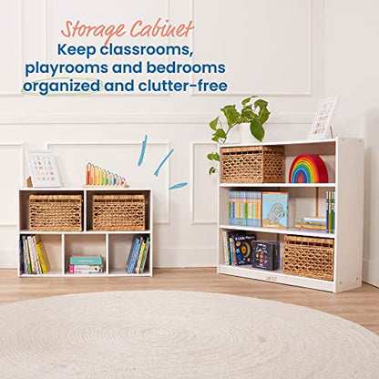 ECR4Kids Streamline 5-Compartment Storage Cabinet, 24in, Classroom Furniture, White Wash - color: White Wash