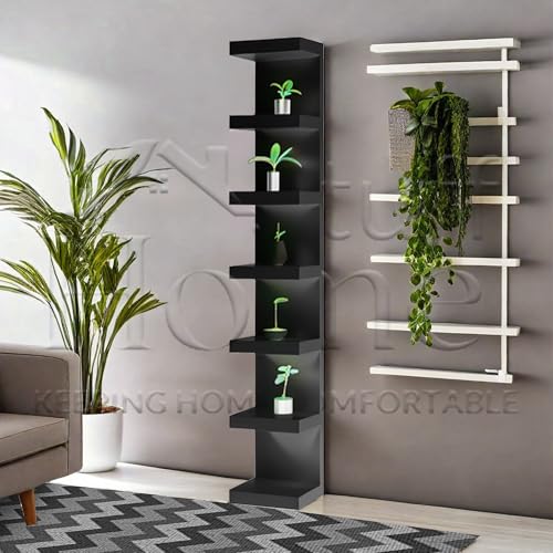 Home Stuff Wall Shelf Unit, 11 3/4x74 3/4,Use Fixing Devices Suitable for The Walls in Your Home. (2 x Black) - color: 2 X Black