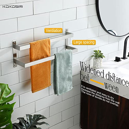 KOKOSIRI Hand Towel Bars Bathroom 2-Tiers Ladder Towel Rails 20 Inches Towel Holders Wall Mounted Towels Shelves Rack Brushed Stainless Steel, B5008BR-L20 - color: Brushed Nickel, size: 20-Inch