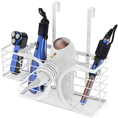 Hair Dryer Holder 3in1 Hair Tool Organizer/Wall Mounted,Cabinet Door or Desk-based Blow Dryer Holder/Height-adjustable Curling Iron Holder/Bathroom Cabinet Organizer for Flat Irons Curling Wand | Hair Dryer Holder Wall mount Height-adjustable Curling Iron