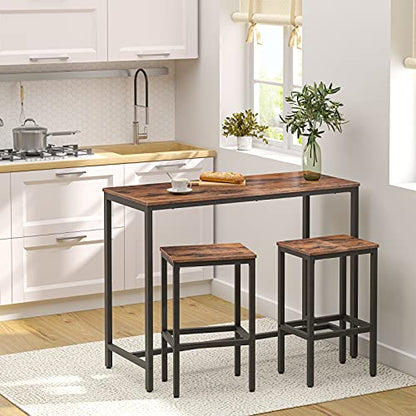 HOOBRO Bar Table, Rectangular Pub Table, 47.2” Counter Height Bar Table, Industrial Bar Height Table, Dining Table for Kitchen, Living Room, Easy to Assemble, Rustic Brown BF50BT01