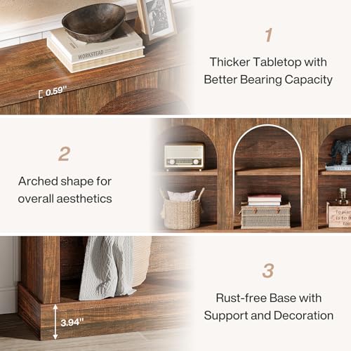 Tribesigns Farmhouse Console Table, 63-Inch Long 3 Tier Entryway Table with Storage, Wooden Rectangular Sofa Table Behind The Couch for Entrance, Hallway, Living Room, Dark Brown - color: Dark Brown