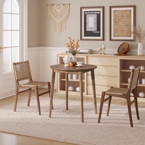 HOOBRO Bamboo Dining Table, Round Dining Table for 2, 27.5" Kitchen Table for Small Space, Writing Table, Easy to Assemble, for Dining Room, Living Room, Office, Kitchen, Apartment, Brown BR71CZ01G1 - color: Brown