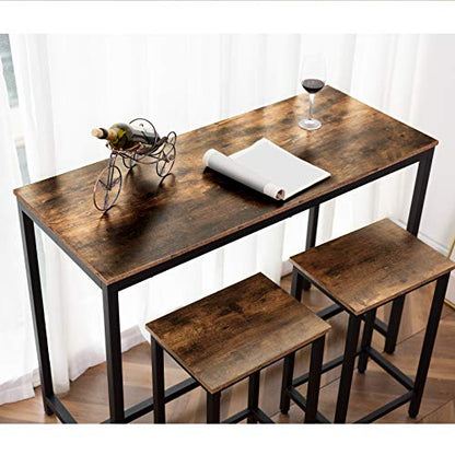 HOOBRO Bar Table, Rectangular Pub Table, 47.2” Counter Height Bar Table, Industrial Bar Height Table, Dining Table for Kitchen, Living Room, Easy to Assemble, Rustic Brown BF50BT01