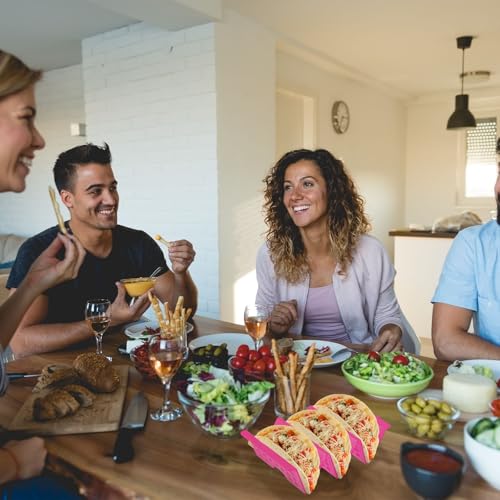 uxcell 6 Pcs Taco Holder Stands, Plastics Hollow Holder Can Hold 3 Soft/Hard Taco Street Tray Plates for Party Supplies Dishwasher and Microwave Safe, Black - color: Black