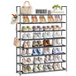 OYREL 8 Tier Shoe Organizer, 33.3in Wide x 11.2in Deep x 55.7in Tall, Black Metal and Plastic Shoe Rack, Holds up to 32-40 Pairs of Shoes - color: Black, size: 8 Tier