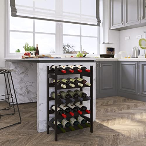 SMIBUY Bamboo Wine Rack, 20 Bottles Display Holder, 5-Tier Free Standing Storage Shelves for Kitchen, Pantry, Cellar, Bar (Dark Brown) - color: Brown