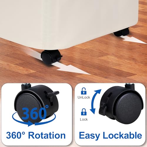 Vincona Slim Laundry Hamper with Lid and Wheels, Small Rolling Laundry Basket with Handle for Small Spaces, Tall Dirty Clothes Hampers for Dorm, Bathroom and Bedroom, 95L, Beige - size: 95L