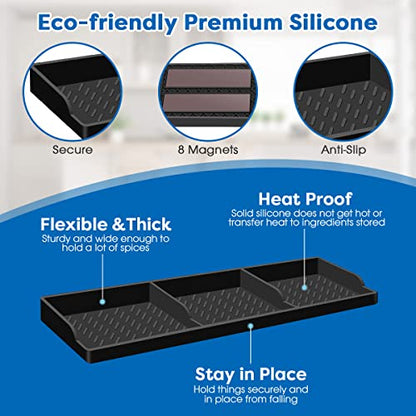 Hydream Stove Top for Silicone Shelf,30 Inch Magnetic Shelf Over the Stove Spice Rack,Kitchen Organizer Magnet Above Stovetop Back of Flat Storage Suctioned-Black - color: Black