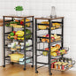 Storico 5-Tier Rolling Utility Cart Kitchen Storage Cart | Large Capacity, Sturdy Wheels, Wooden Tabletop, Perfect for Kitchen, Bathroom, Laundry room