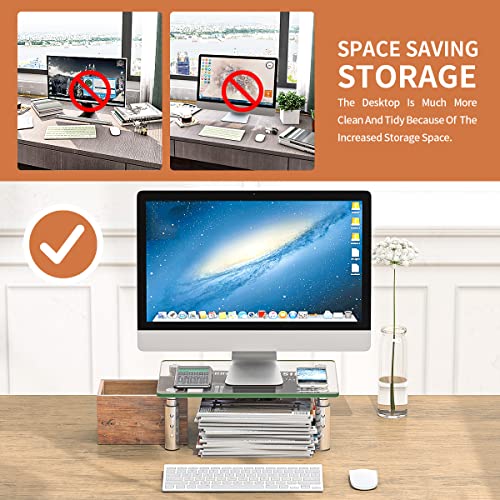 Hemudu Monitor Stand Riser, 3 Height Adjustable Laptop Stand Riser, Monitor Stand Riser for PC, Computer, Laptop Clear